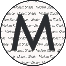 Black “M” inside a circle over a repeating “Modern Shade” background.