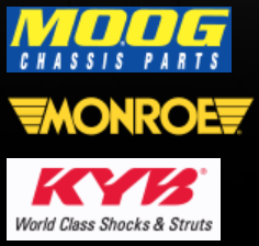 moog chassis parts, monroe, kyb world class shocks & struts