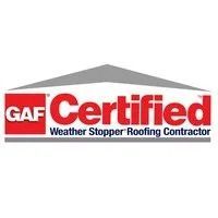 GAF Certified Weather Stopper Roofing Contractor logo in red, white, and gray
