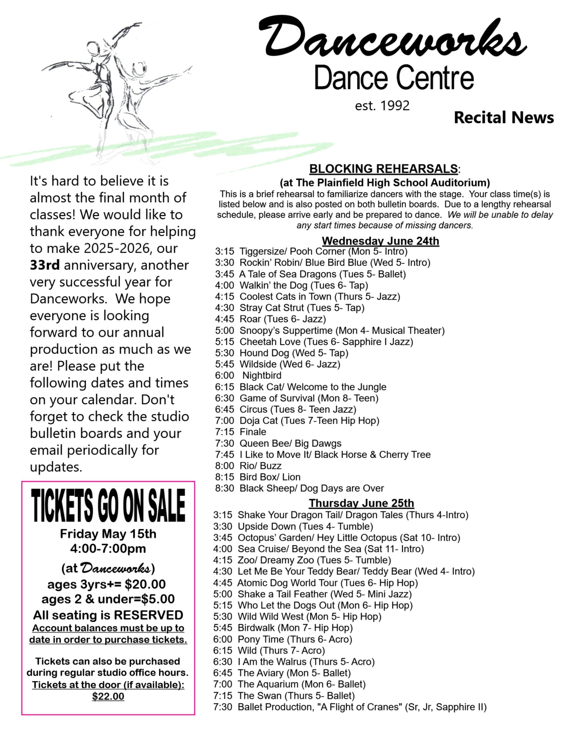 Danceworks Dance Centre newsletter with seasonal themes, including Halloween and Thanksgiving.