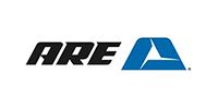 ARE logo in black and blue, with a stylized blue triangular emblem