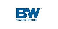 B&W Trailer Hitches blue logo with stylized BW lettering and trailer hitch icon