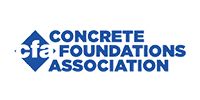 The blue Concrete Foundations Association logo featuring a diamond icon with the letters 