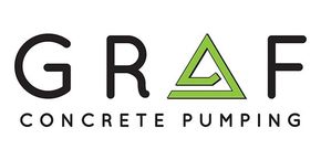 Logo for Graf Concrete Pumping, featuring the black text "GRAF" with a green stylized triangle replacing the letter "A".