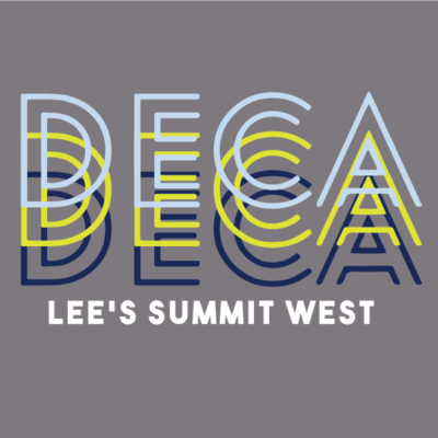 A logo for lee 's summit west with a gray background