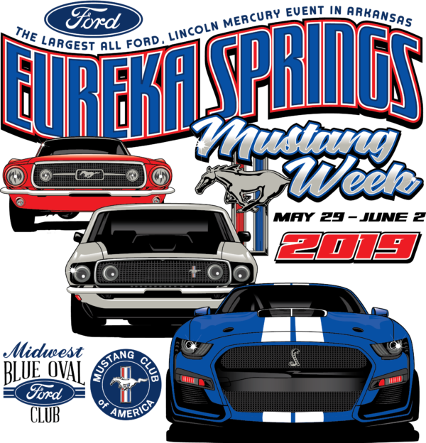 A poster for eureka springs mustang week in arkansas