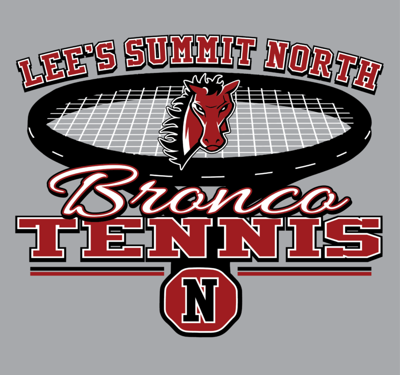A logo for lee 's summit north bronco tennis