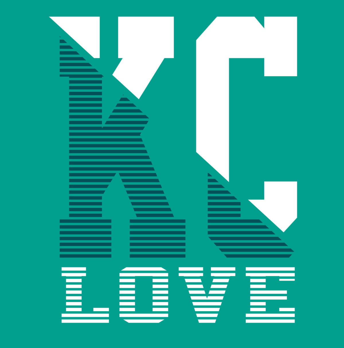 A logo that says kc love on a green background