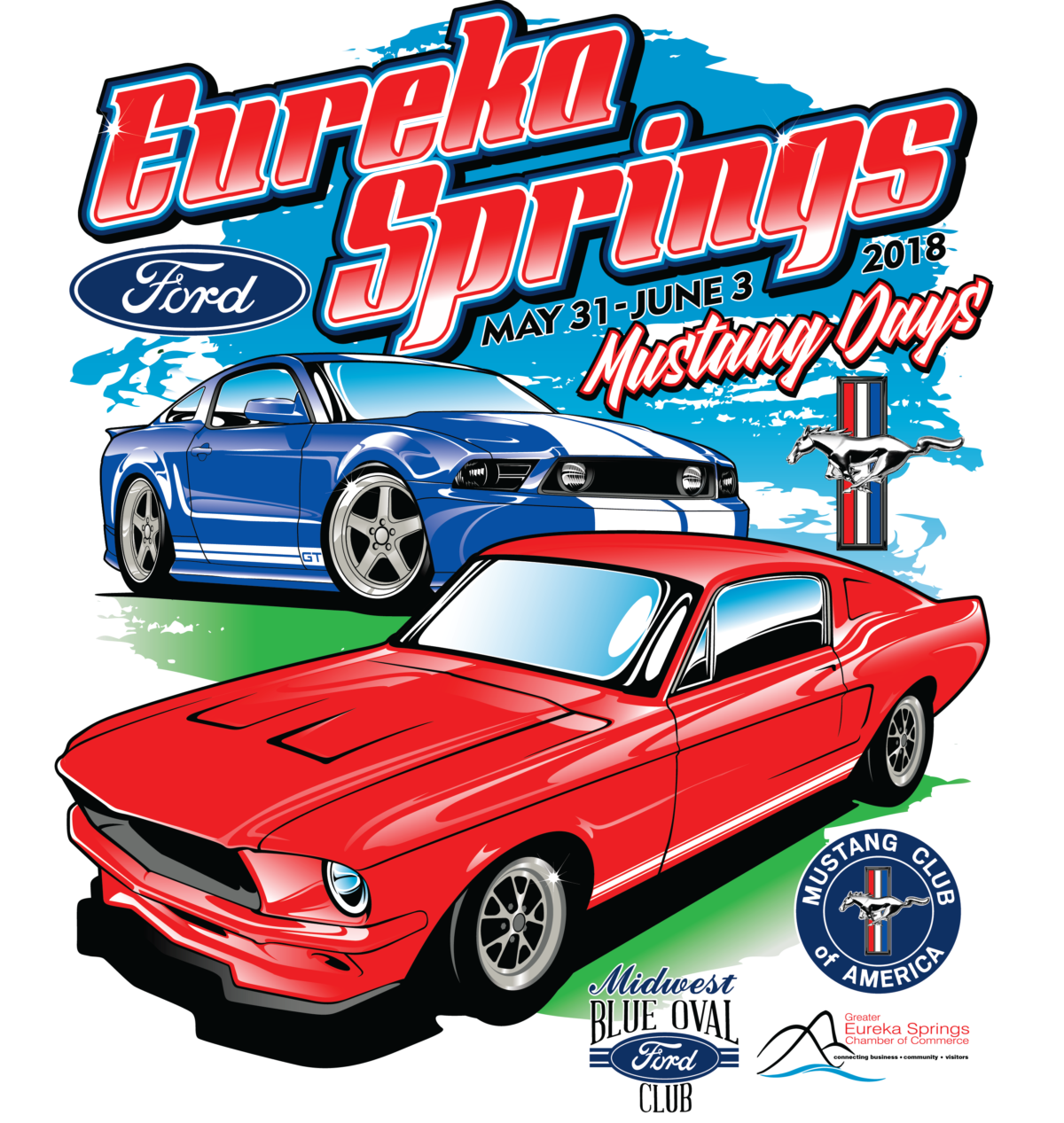 A poster for eureka springs mustang days in 2018
