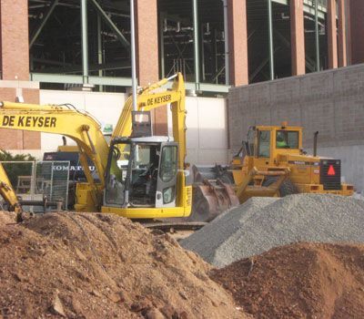 A de keyser excavator sits in a pile of dirt