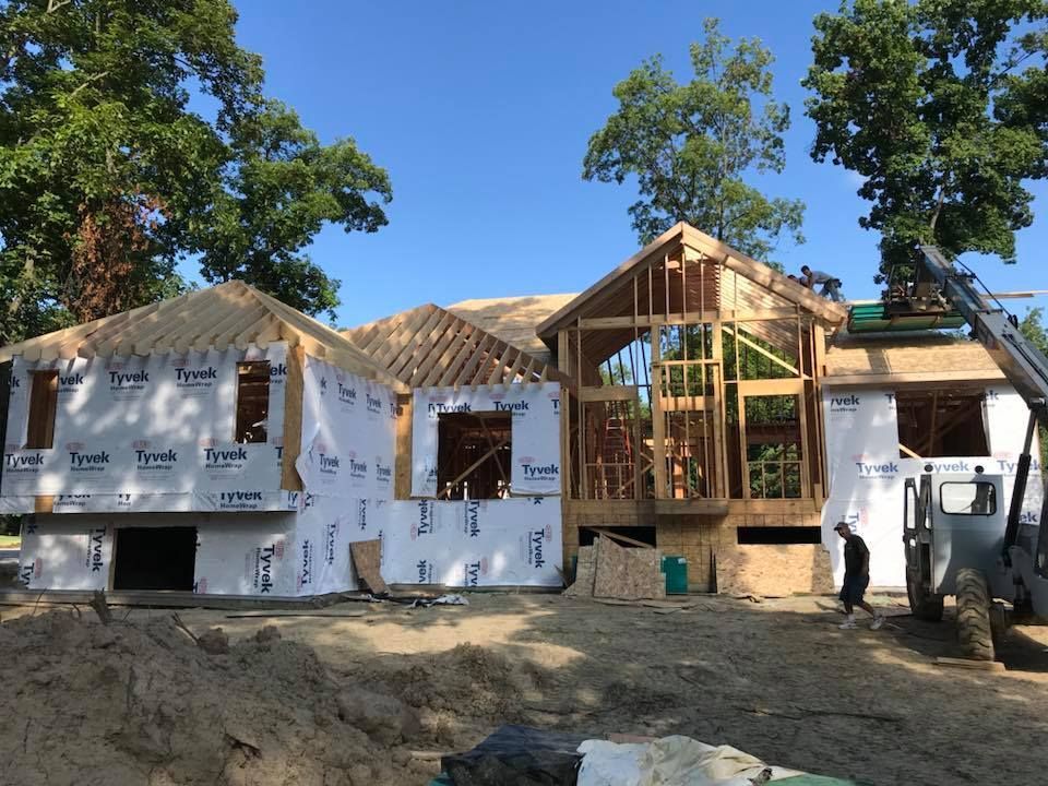 a house that is being built with styrofoam on it