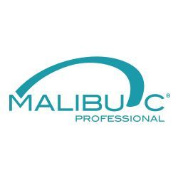 Malibu C Professional logo with teal arc over text: MALIBU C and PROFESSIONAL below.