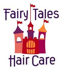 Fairy Tales Hair Care logo featuring a colorful castle and text.