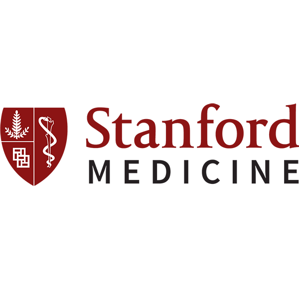 Stanford Medicine logo: red shield with medical symbols and text