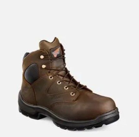 Brown leather hiking boot with black sole and padded ankle collar