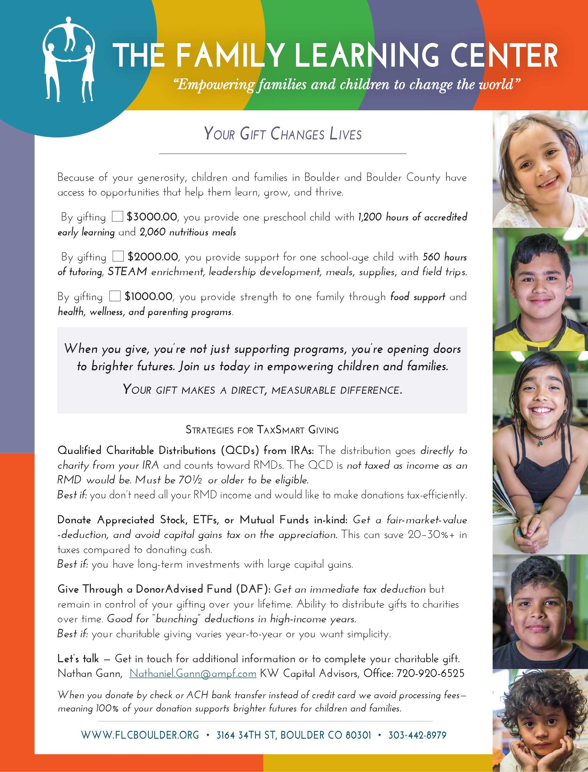 major donor fact sheet