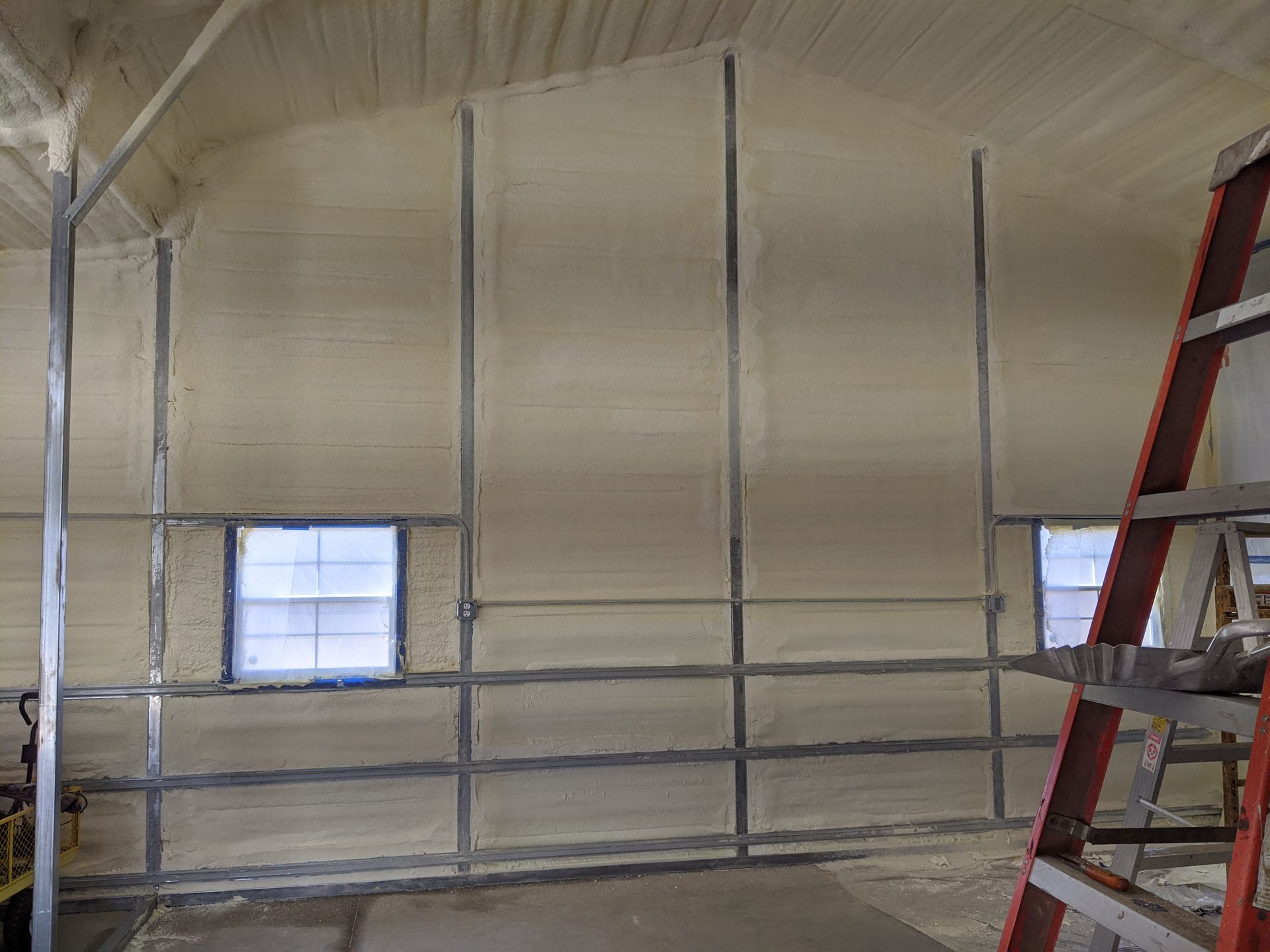 There is a ladder in the middle of the room.