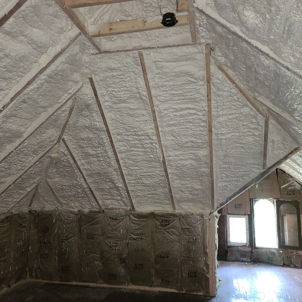 A room with a lot of foam on the ceiling and walls.
