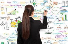 Businesswoman draw modern business concept