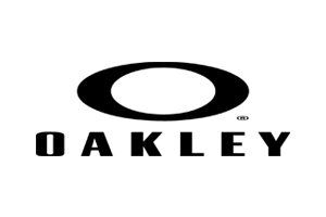 A black and white oakley logo on a white background.