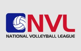 Logo for the National Volleyball League (NVL): blue square with a volleyball, red NVL text.