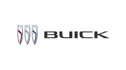Buick logo: three shields in red, silver, and blue next to the brand name in black.
