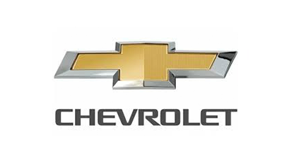 Chevrolet logo: gold bow tie emblem with chrome outline and brand name underneath in grey.