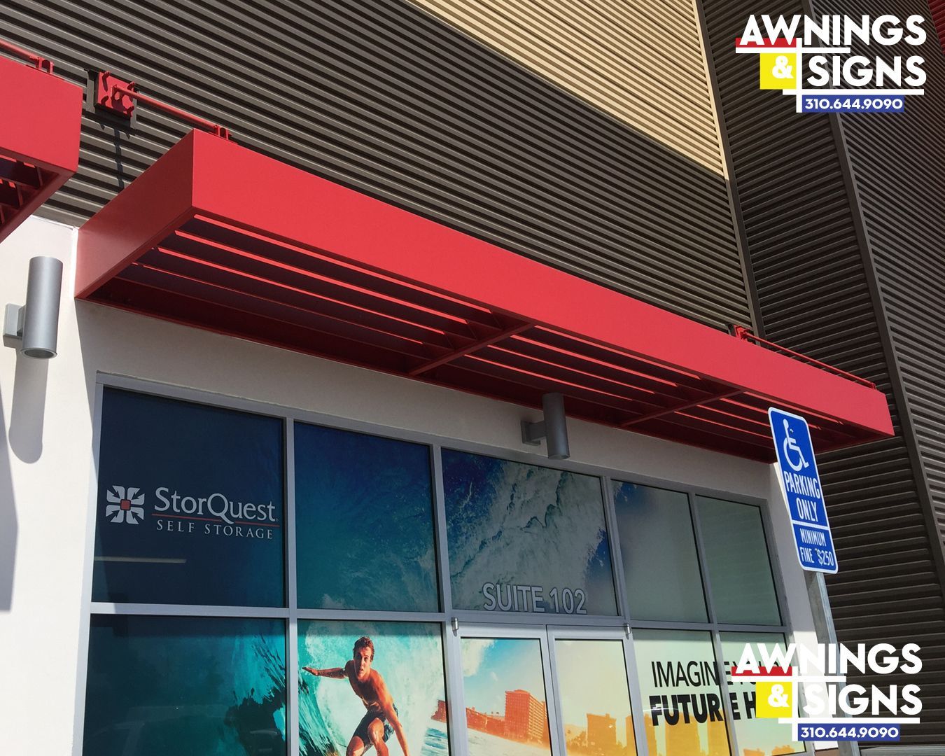 Red awning over a storefront with a StarQuest clinic logo and accessibility sign.