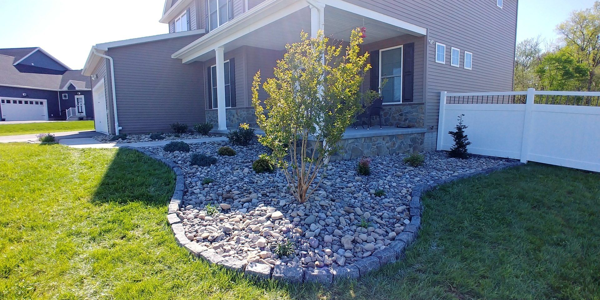 white stones and mini tree