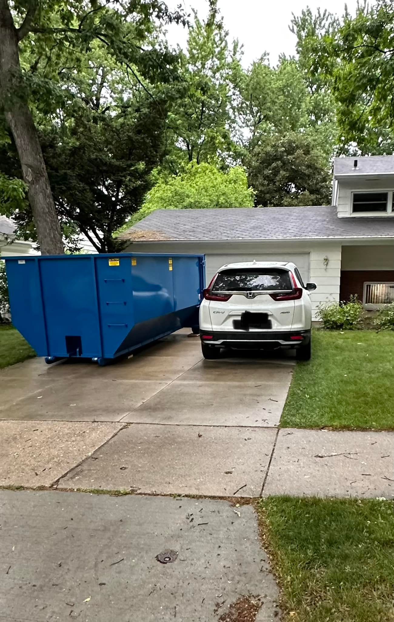 Dumpster on residential house