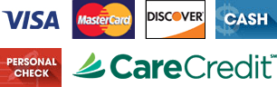 Visa, MasterCard, Discover, Cash, Personal Check and CareCredit