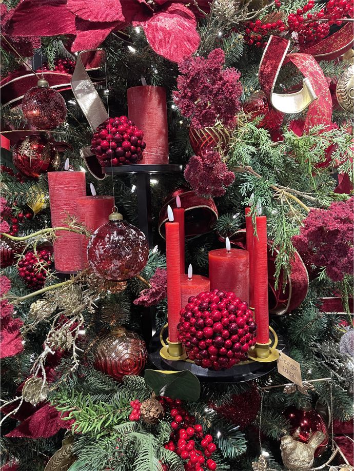 Christmas arrangement with red candles
