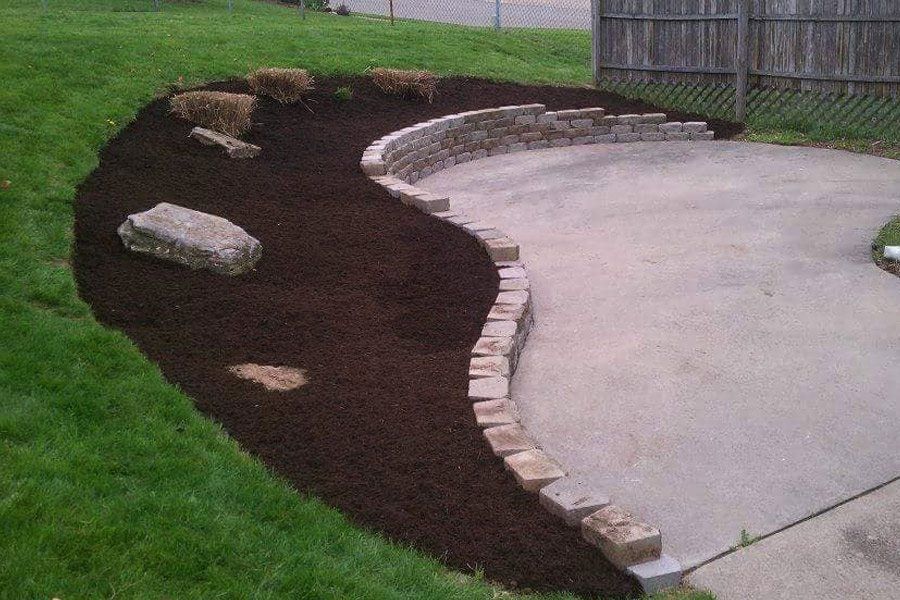 Retaining wall and beautiful landscaping