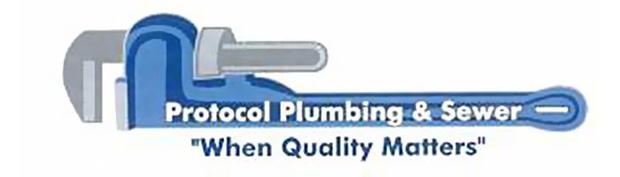 Logo for Protocol Plumbing & Sewer. A blue wrench and the text 