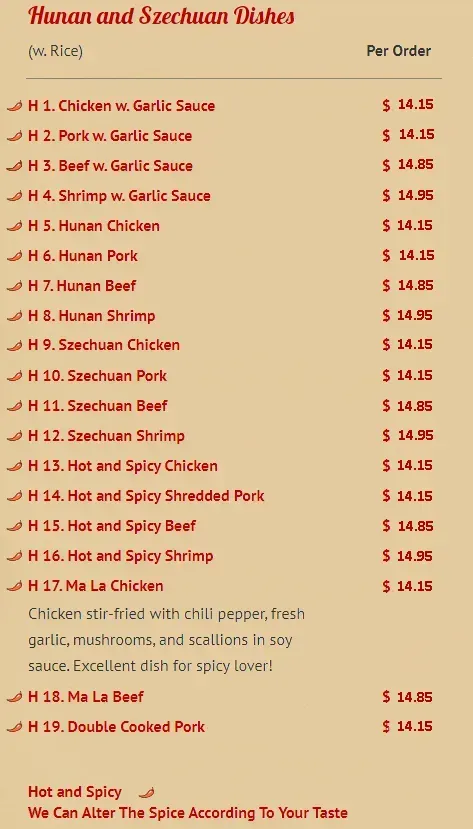 Hunan and Szechuan Dishes