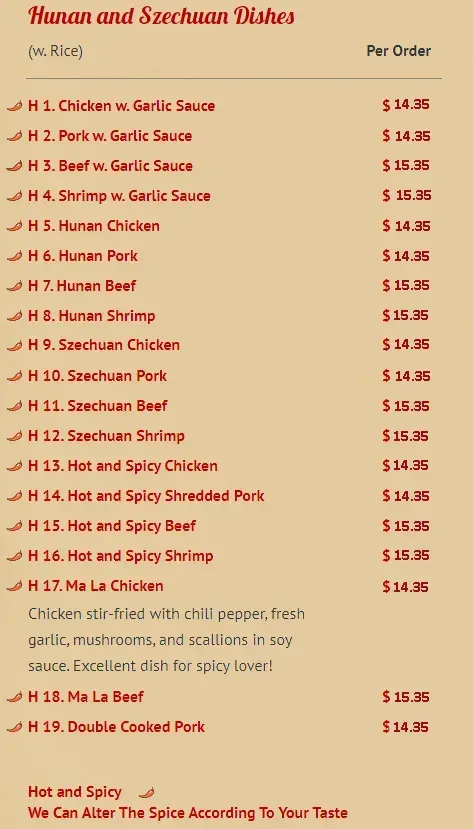 Hunan and Szechuan Dishes