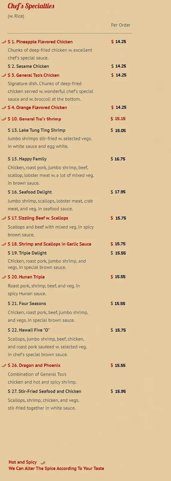 Chef's Specialties