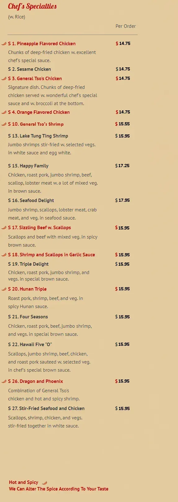 Chef's Specialties