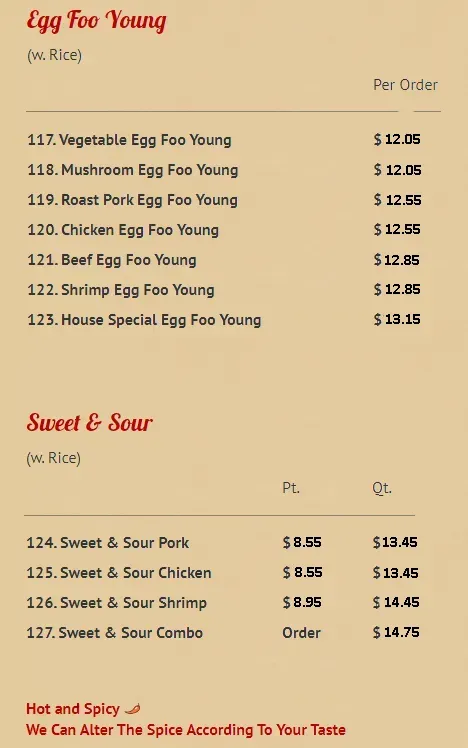 Egg Foo Young, Sweet & Sour