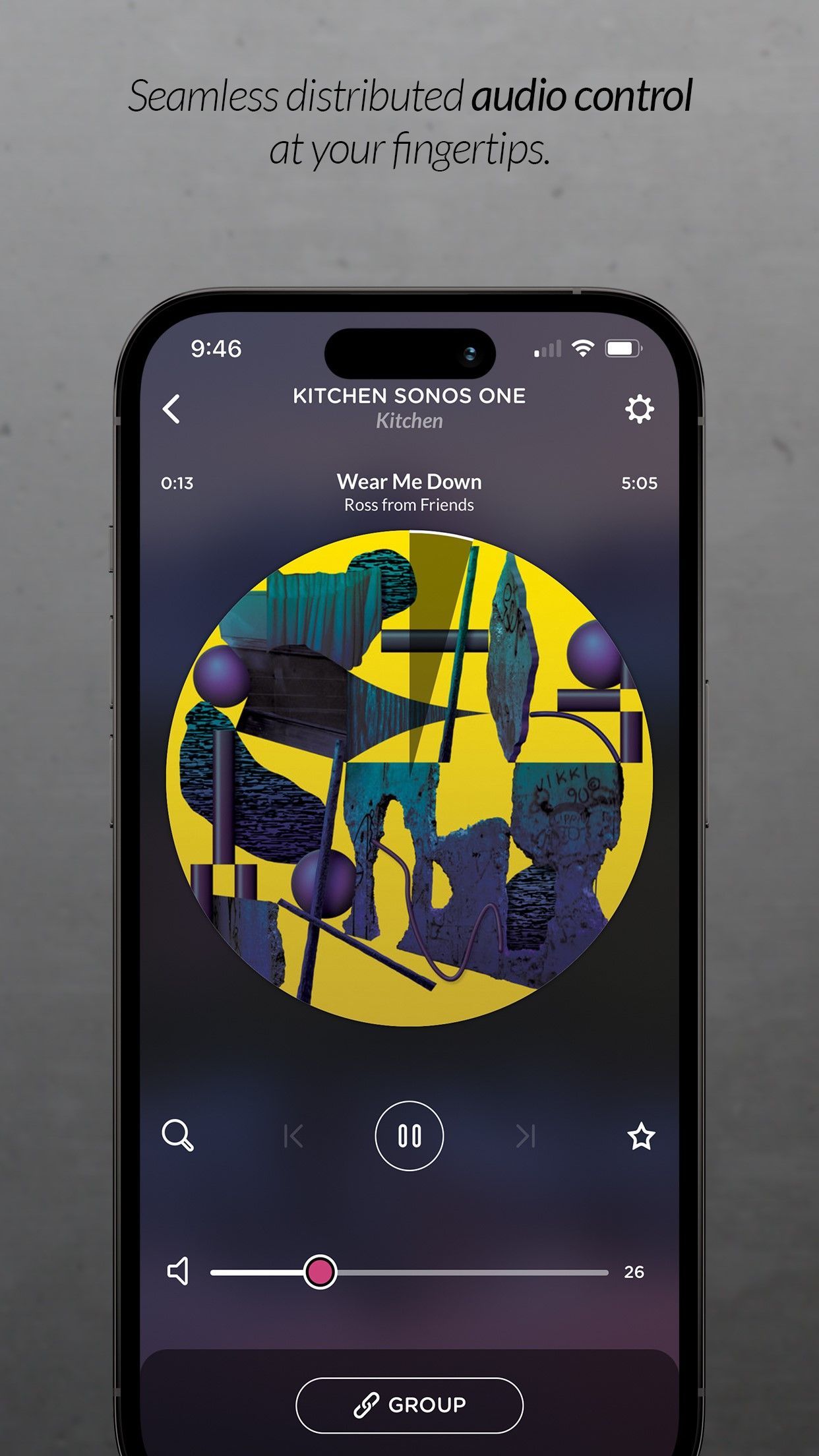 A cell phone with a picture of a man in a circle on the screen.