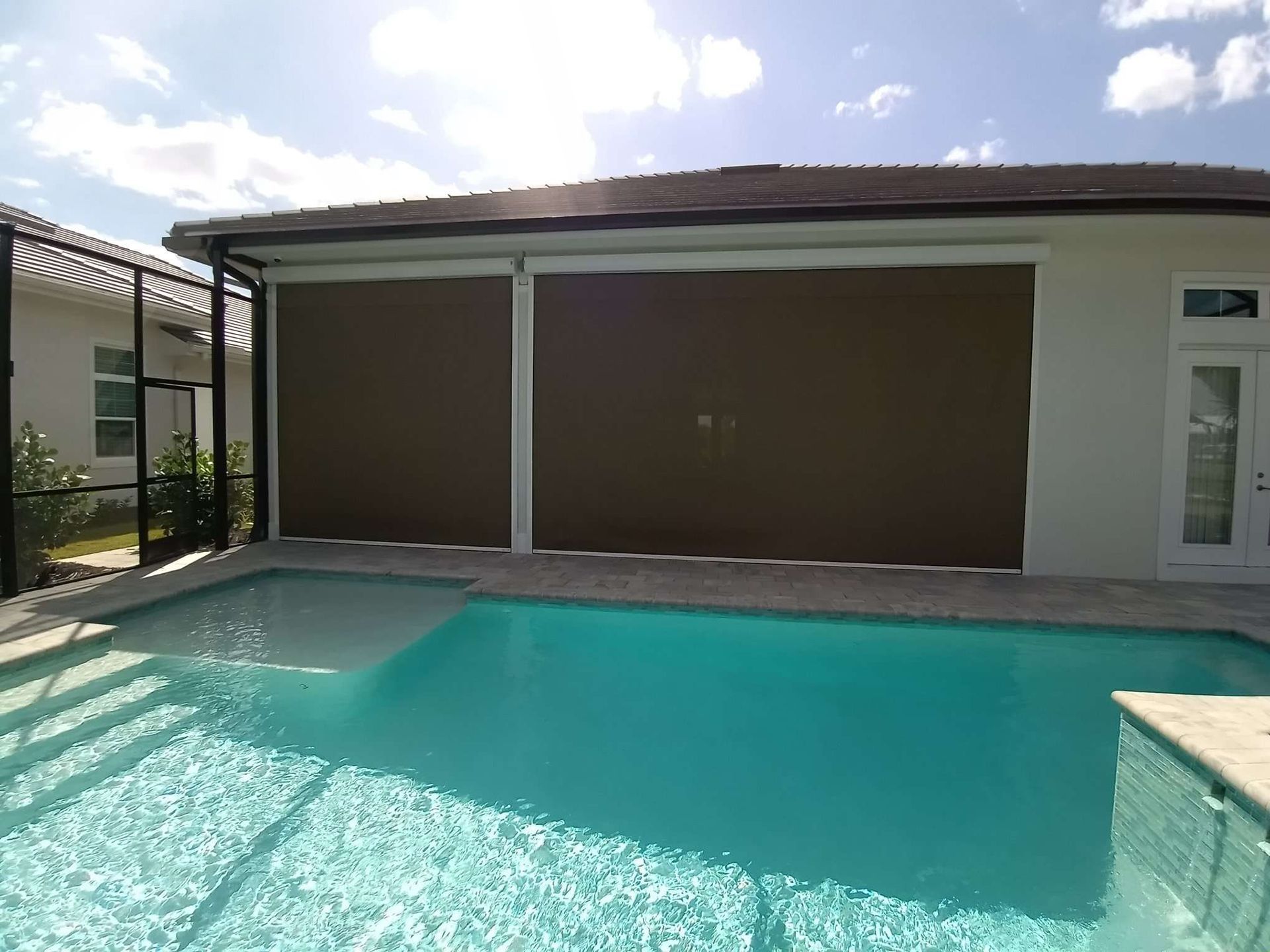 Swimming pool in the backyard of a house