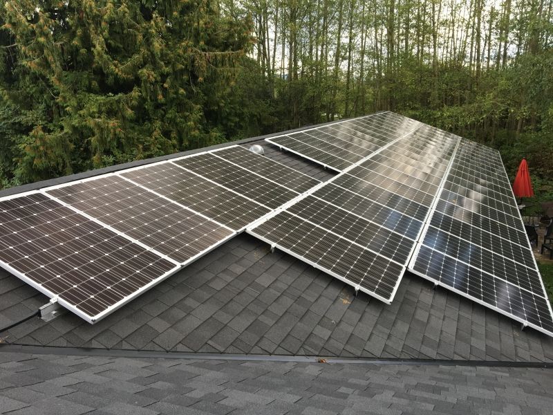 A roof with a lot of solar panels on it