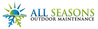 Logo for All Seasons Outdoor Maintenance featuring a sun-and-snowflake icon in green and blue next to the company name.