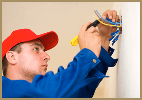 Electrician fixing wires
