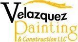 Velazquez Painting & Construction LLC logo: Black text "Velazquez" over golden-yellow "Painting & Construction LLC".