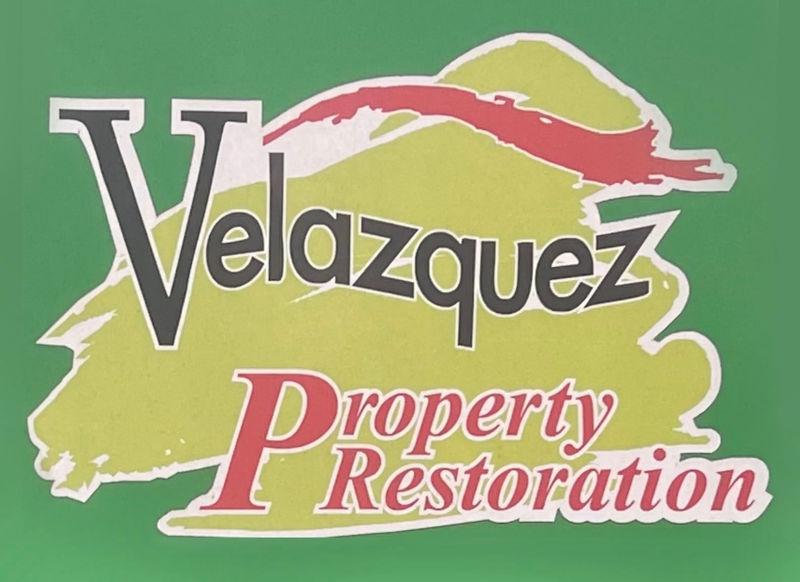 Velazquez Painting & Construction LLC logo: Black text "Velazquez" over golden-yellow "Painting & Construction LLC".