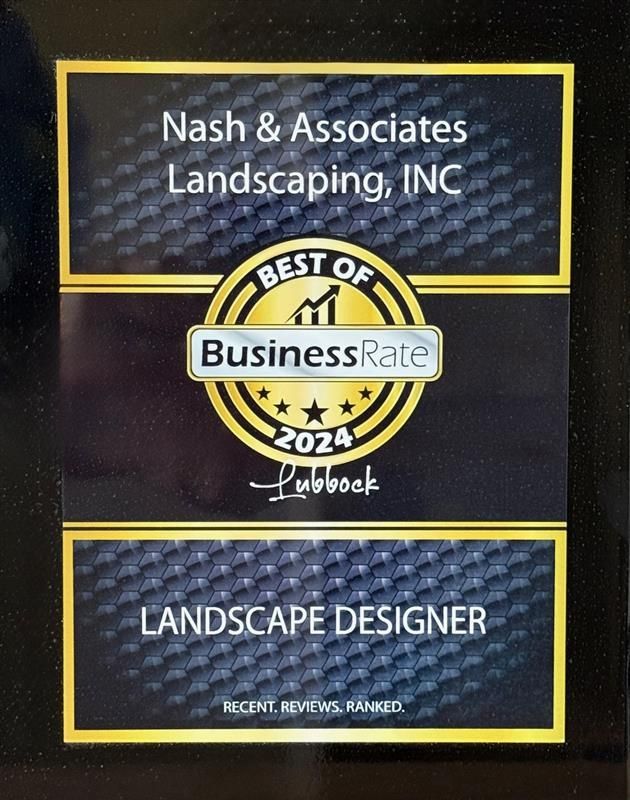 A plaque for Nash & Associates Landscaping Inc