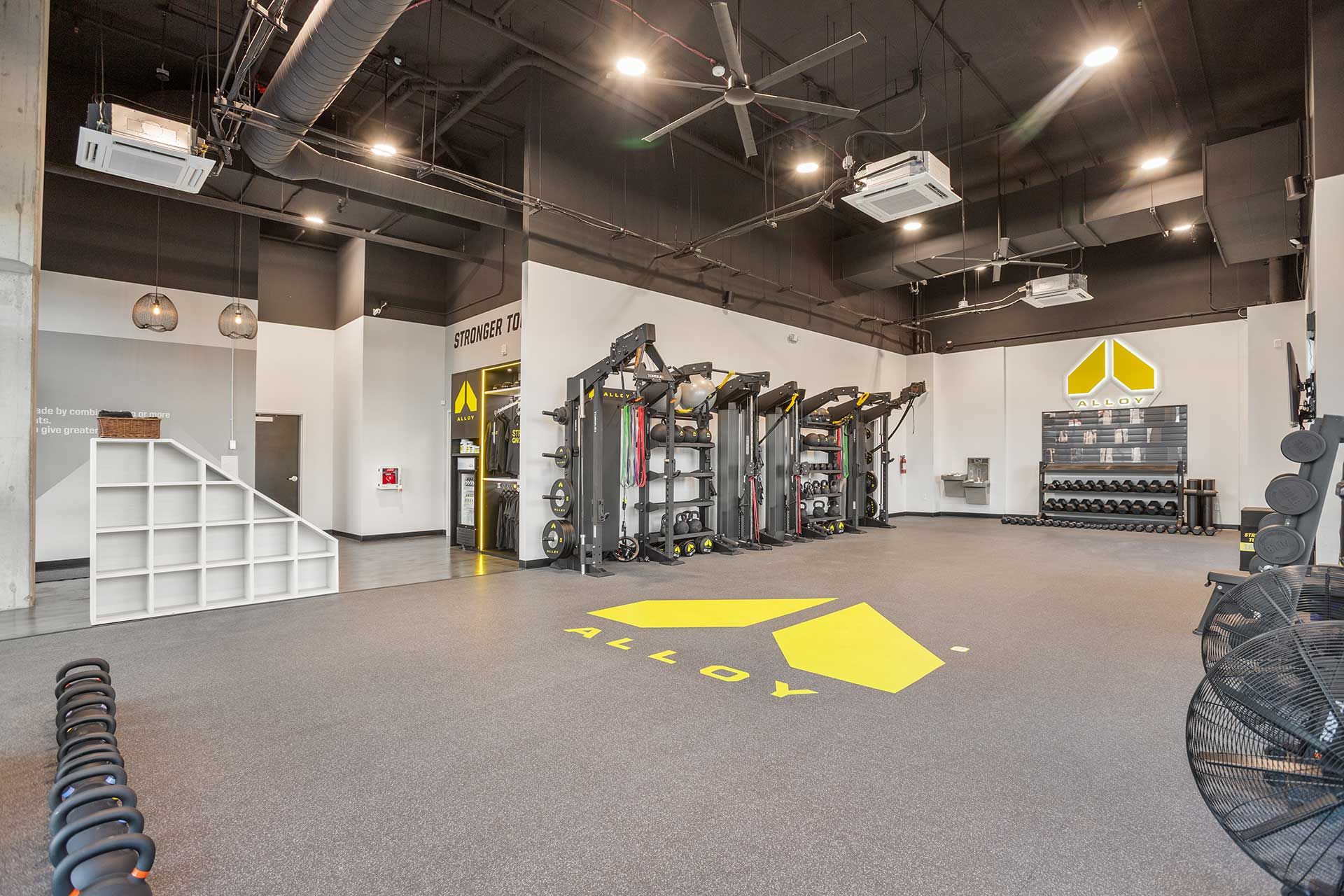interior of a modern gym with exercise equipment