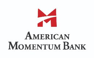 The american momentum bank logo has a red m on it.