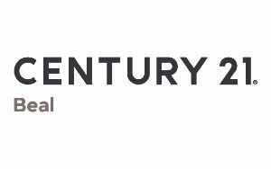 The century 21 beal logo is black and white on a white background.